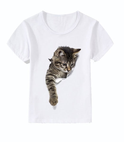 Casual Short-sleeved Cat 3d Printed Children&