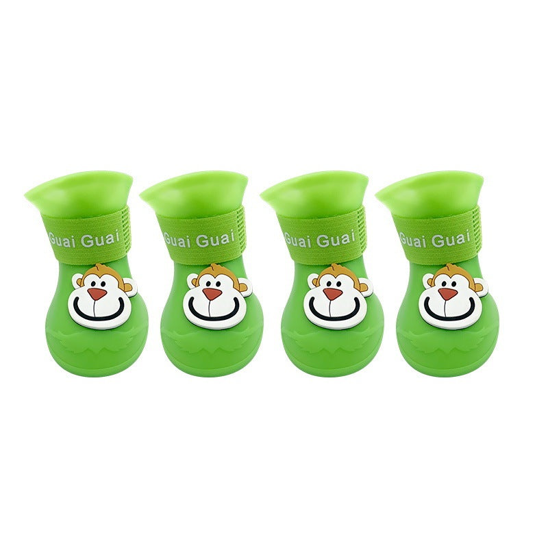 Cartoon Pet Boots Silicone Waterproof Non-slip Soft Bottom Summer Cat Supplies