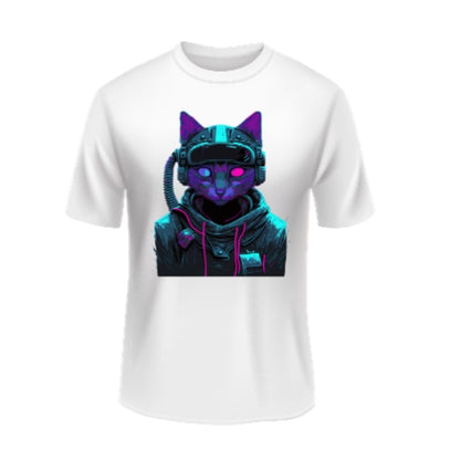 European And American Cat Digital Printing Casual Round Neck T-shirt