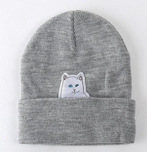 Europe and the United States new autumn cat vertical middle finger street shooting wool hat men&