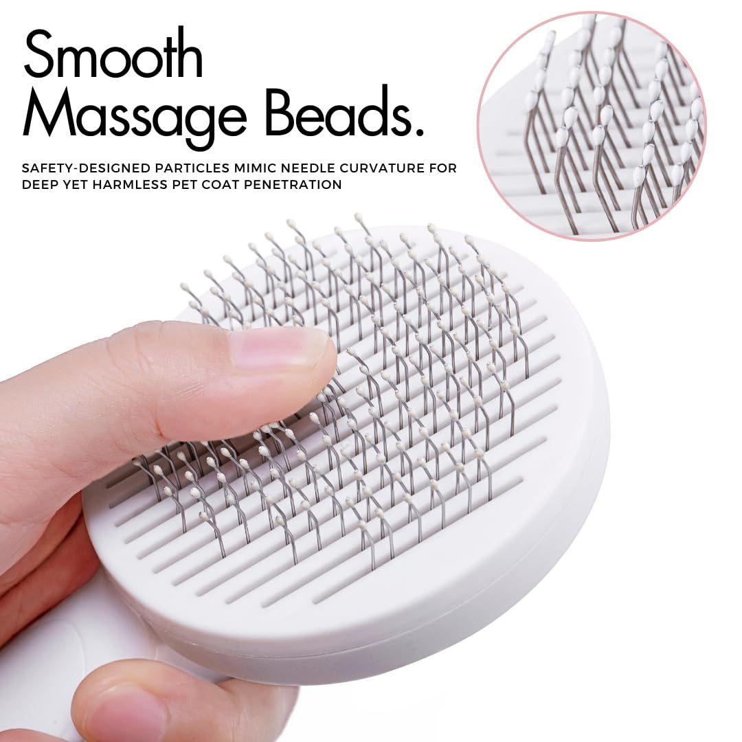 Dog Cat Grooming Brush Self Cleaning Slicker Brushes For Dogs Cats Pet Grooming Brush Tool Gently Removes Loose Undercoat Mats Tangled Hair Slicker Brush For Pet Massage-Self Cleaning