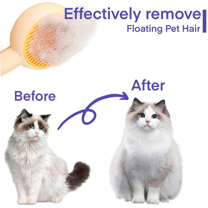 Cat Grooming Brushes Pet Hair Cleaner Brush Pet Massage Brushes For Cats Dogs With Self-Cleaning Button Pet Shedding Brush For Removing Tangles Loose Fur