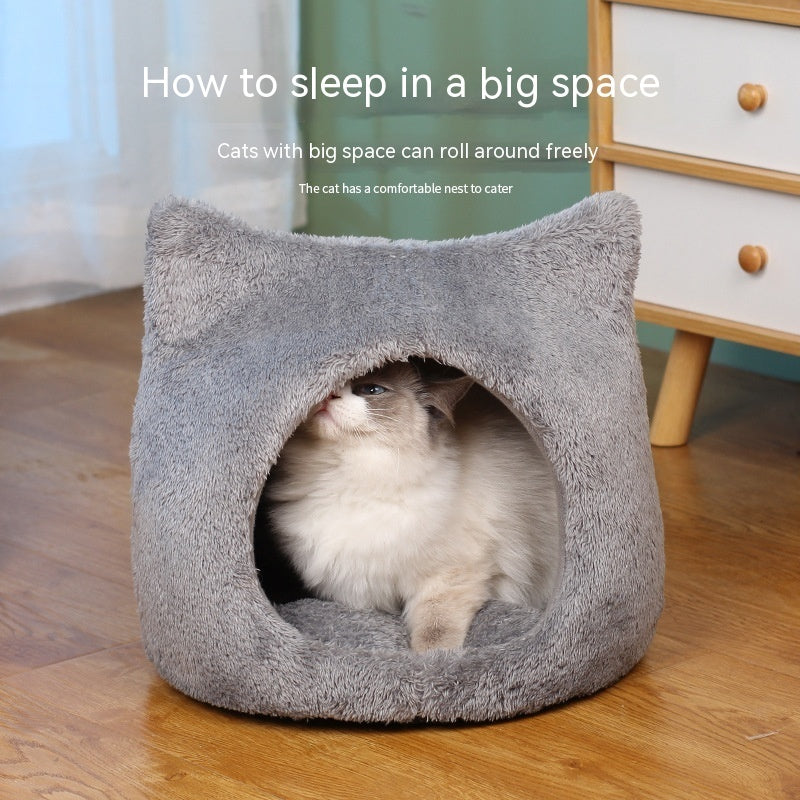 Cute Cat Head Thickened Double-sided Fleece Pad Removable And Washable  House