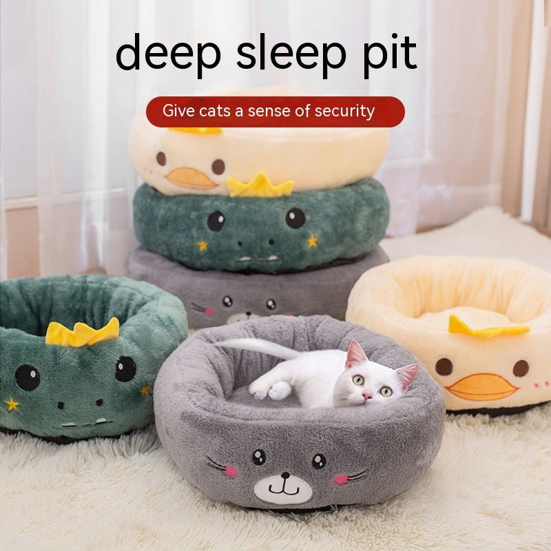 Cartoon Embroidery Four Seasons Universal Winter Warm Pet Bed