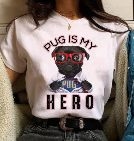 Pet Dog Cartoon Print Round Neck Short Sleeve