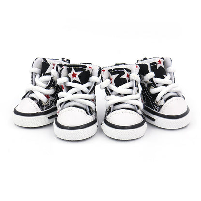 A Pair Of  Soft Small Dog Four Season Canvas Shoes