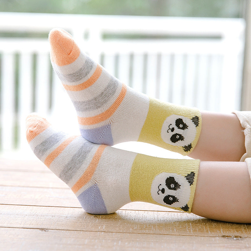 Cartoon Panda Polka Dot In Tube Baby Socks