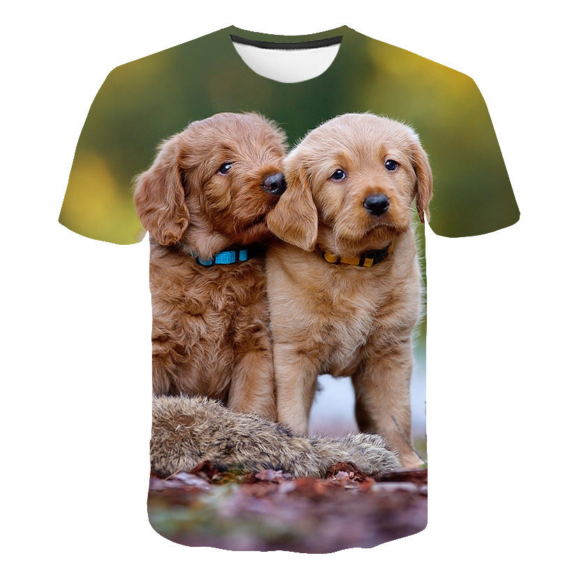 Children Print Personality Cute Puppy Round Neck