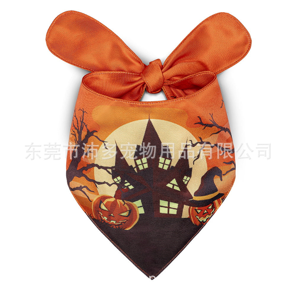 Pet Triangle Halloween Dog Saliva Towel Double Layer