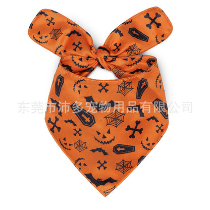 Pet Triangle Halloween Dog Saliva Towel Double Layer