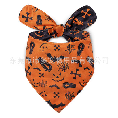 Pet Triangle Halloween Dog Saliva Towel Double Layer