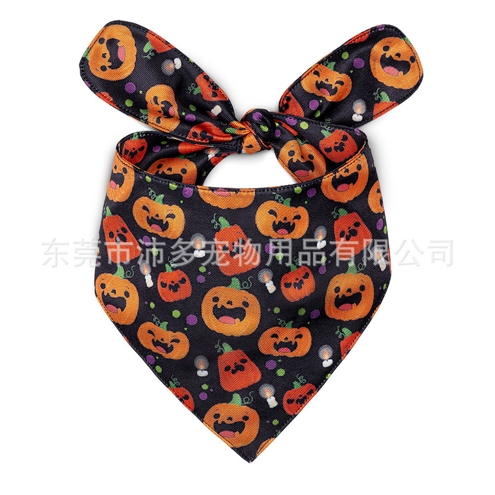 Pet Triangle Halloween Dog Saliva Towel Double Layer