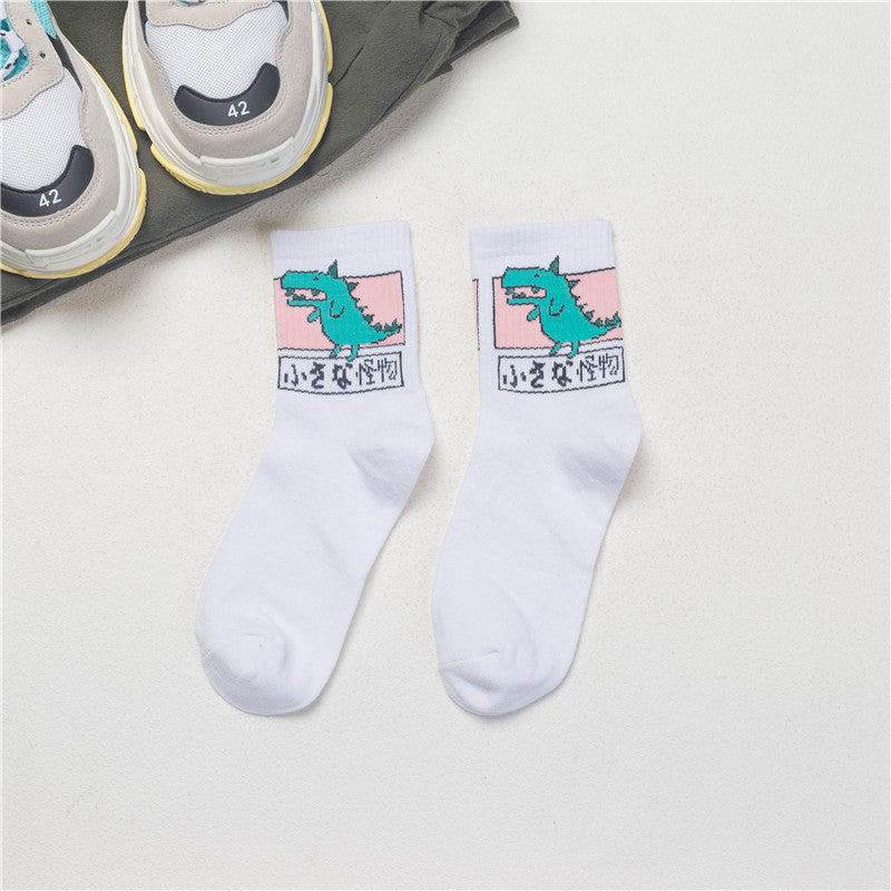 Woman Socks Korea Ulzzang Hong Kong Wind Harajuku Skate Little Animal Cute Socks Calcetine Clothing Dresses