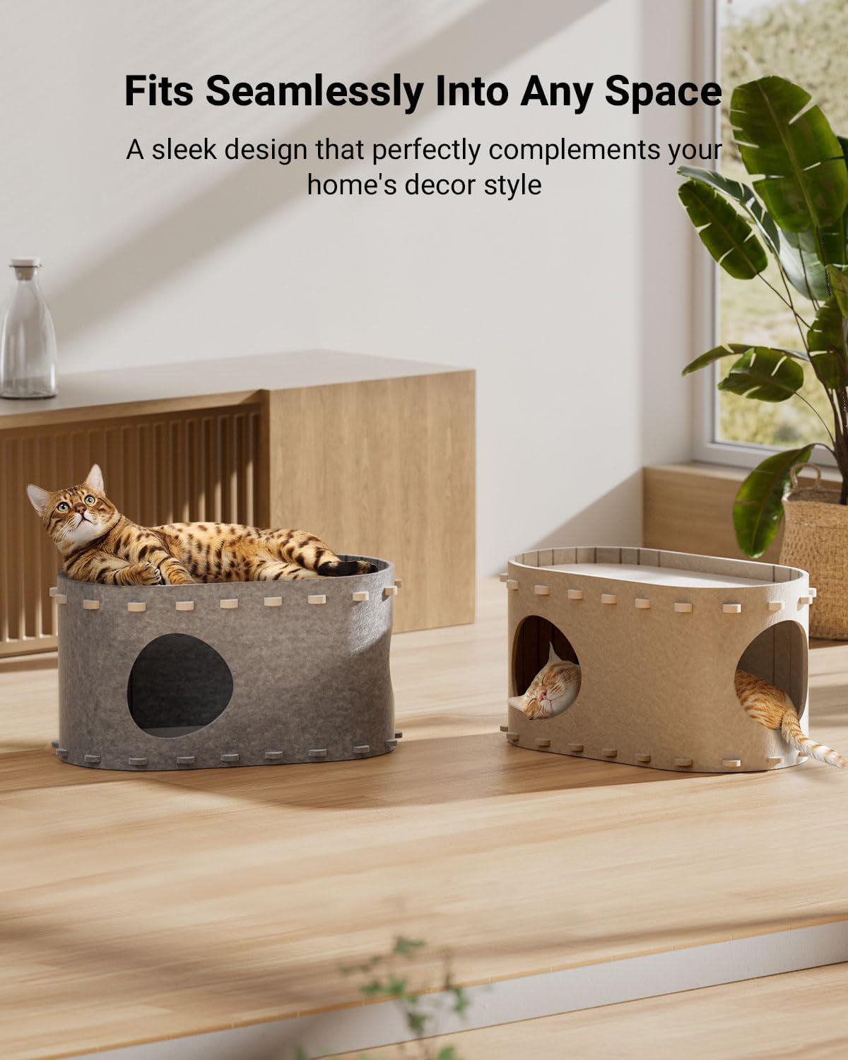 Cat House For Indoor Cats Cat Bed Cave For Multiple Scratch Resistant Peekaboo Cat Caves Foldable Cat Tunnel Enclosed Bed