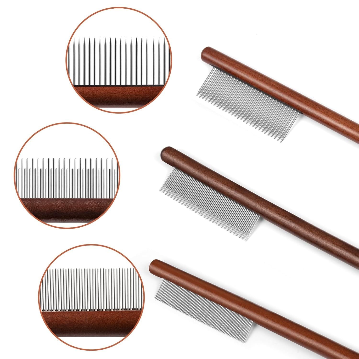 Wooden Handle Pet Comb Grooming Tool For Long And Short Haired Dog Cat And Other Pets