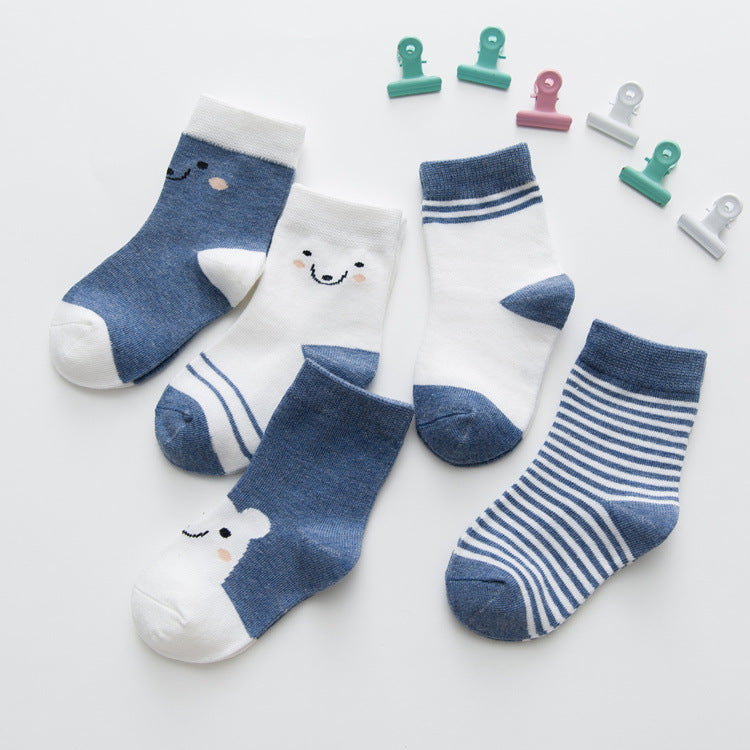 Cartoon Cute Bear Striped Cotton Baby Socks