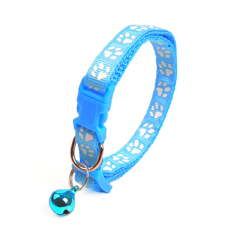 Cute Solid Color Footprints Puppy Bell Collar