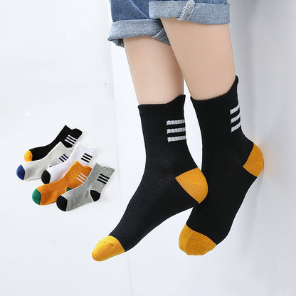 Student Socks Combed Cotton Socks Mid Tube Mesh