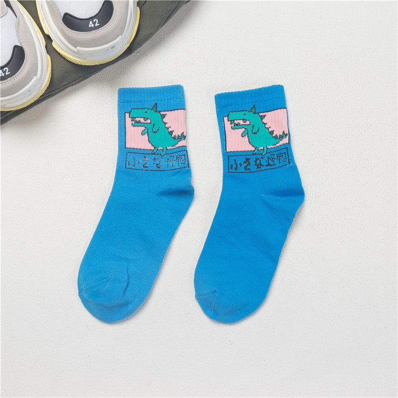 Woman Socks Korea Ulzzang Hong Kong Wind Harajuku Skate Little Animal Cute Socks Calcetine Clothing Dresses