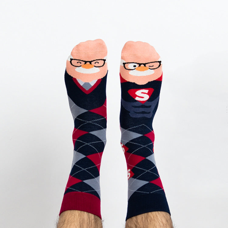 Creative Unmatched Color Socks Asymmetric AB Socks Cartoon