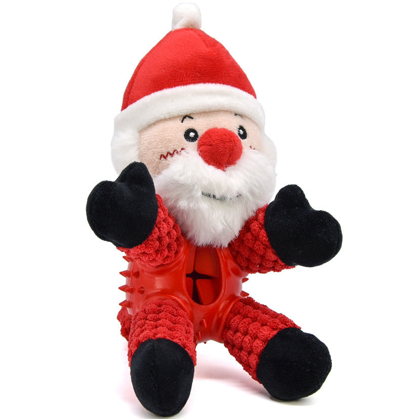 Santa Claus Plush Dog Toy Puzzle Vocal Leak Food Clean Teeth Christmas Pet Supplies