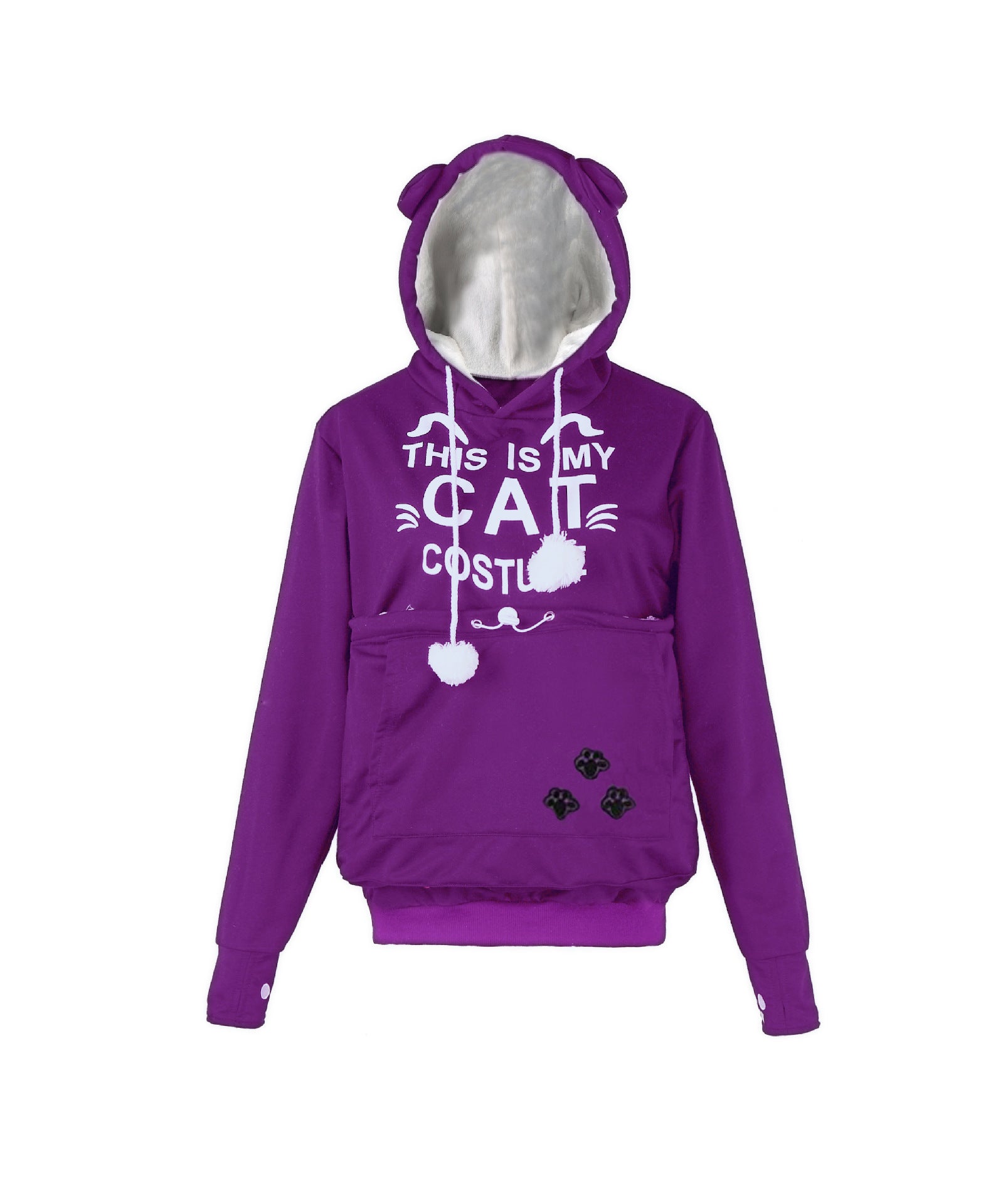 Autumn And Winter Letter Cat Face Printed Coat Alien Cat Kangaroo Long Sleeve Hooded Sweater Women