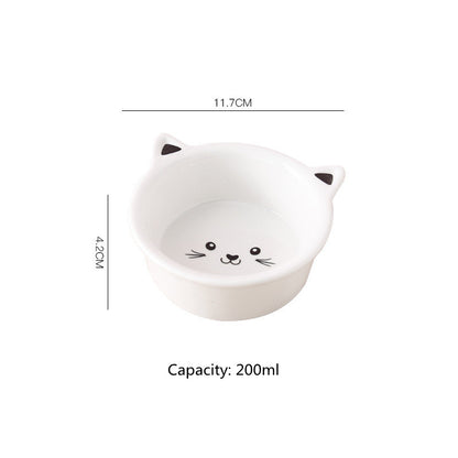 Ceramic Small Cat Face Shape Pet Food Bowl Cat Bowl Dog Bowl Universal And Easy To Clean