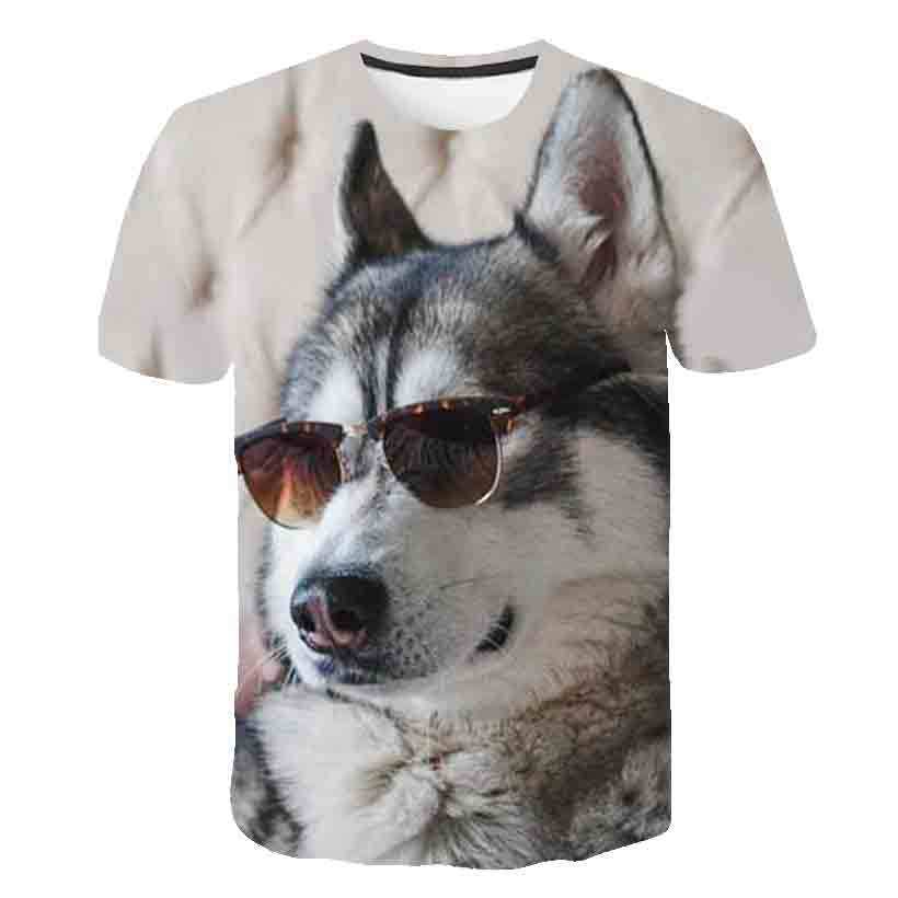 Children Print Personality Cute Puppy Round Neck