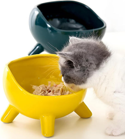 Cat Food Bowl For Cats And Small Dog  Four-Legs Ceramic Cat Food And Water Bowls For Indoor Cute Cat Stability Food Dish