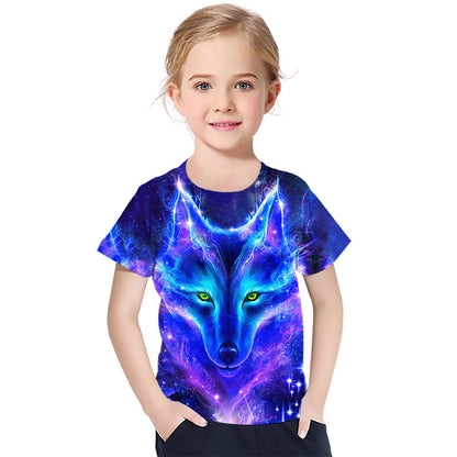 3D Purple Wolf Head Printed Children&