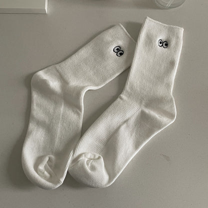 Cute And Versatile Small Eyes Socks For Women Cotton