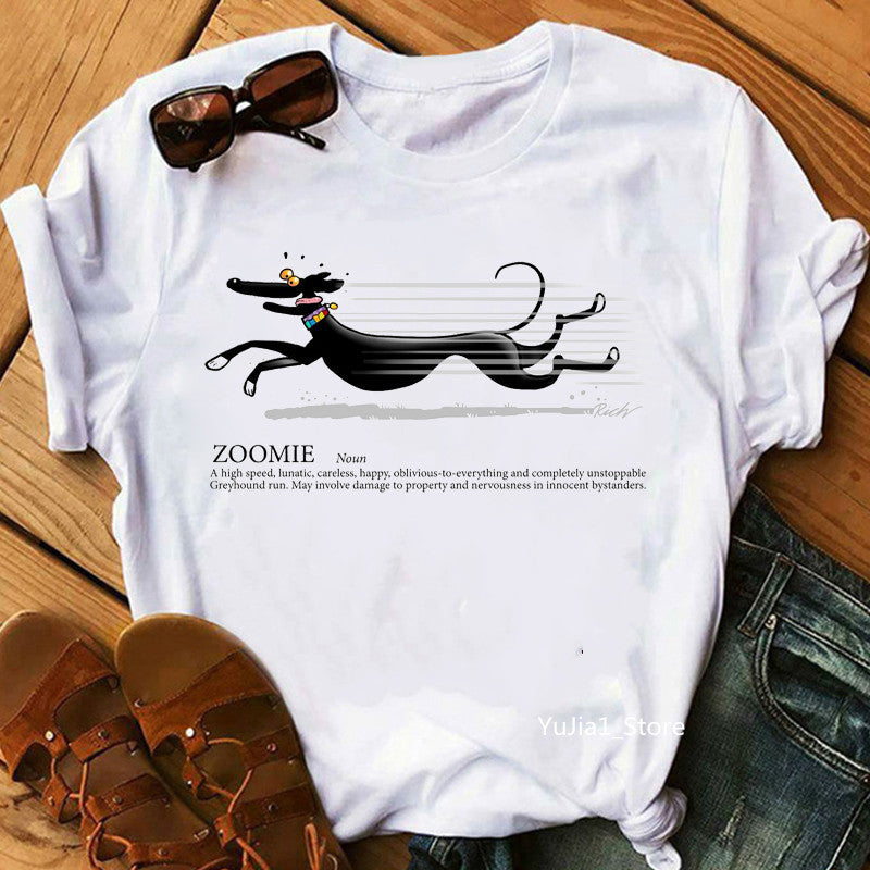 Cute Pet Dog Print Short-Sleeved T-Shirt Men And Women Trend