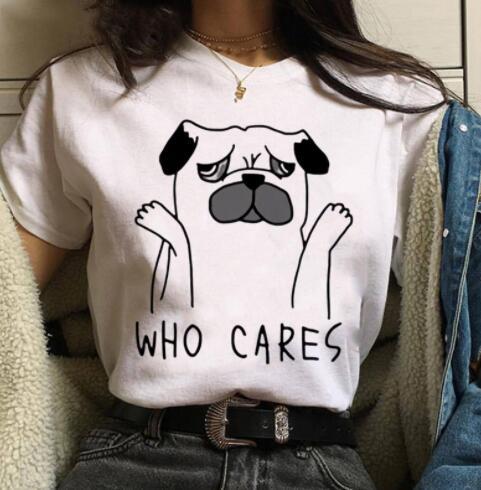 Pet Dog Cartoon Print Round Neck Short Sleeve