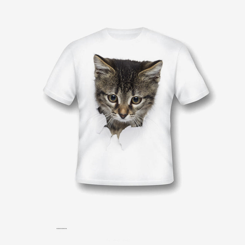 Creative Damaged Cat Print T-shirt