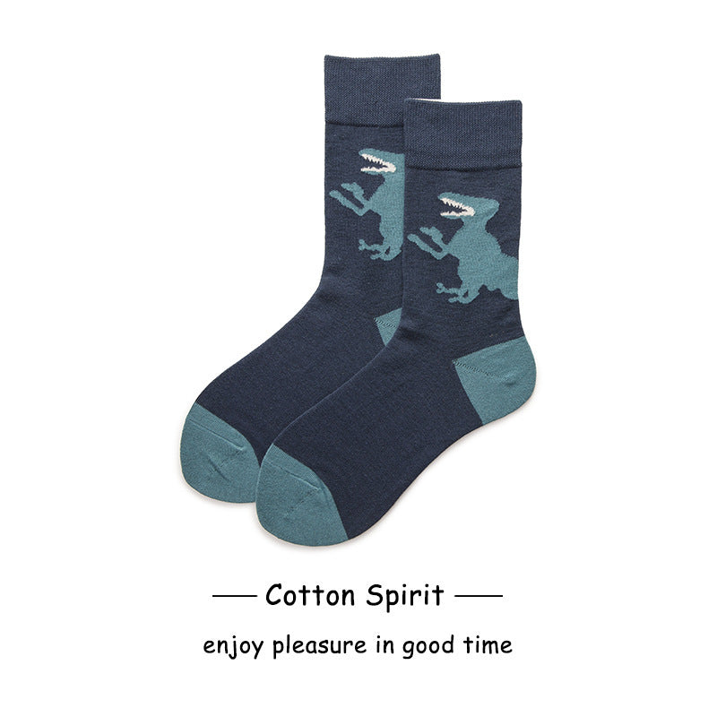 Cotton Spirit Cartoon Dinosaur Pattern Couple Socks