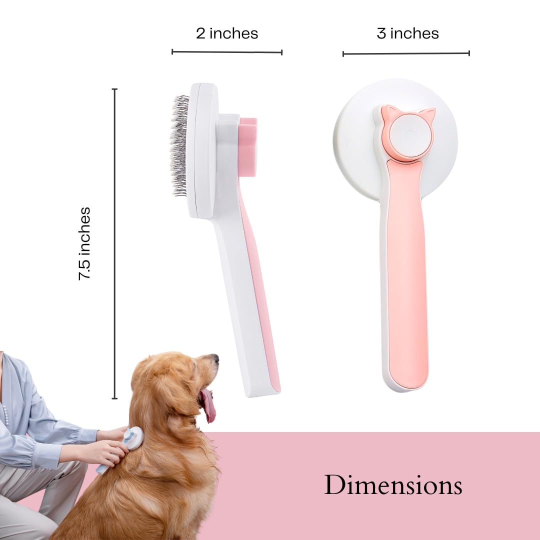 Dog Cat Grooming Brush Self Cleaning Slicker Brushes For Dogs Cats Pet Grooming Brush Tool Gently Removes Loose Undercoat Mats Tangled Hair Slicker Brush For Pet Massage-Self Cleaning