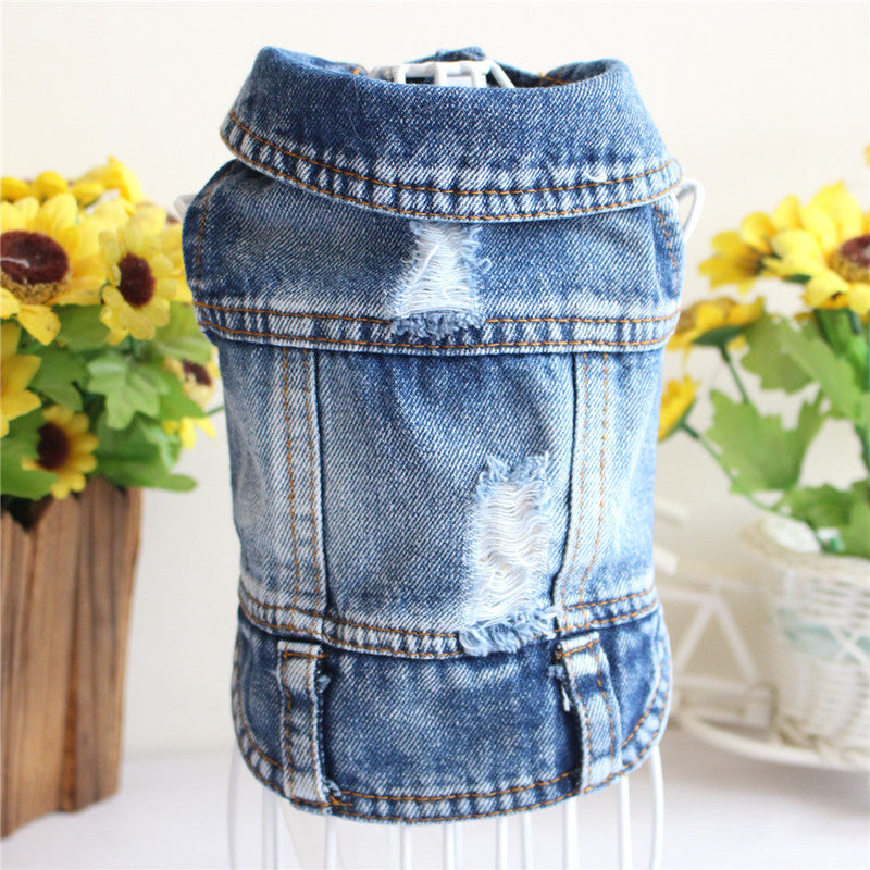 Designer Dog Clothes Small Dog Denim Jacket Coat Cat Costume Puppy Jeans Vest Spring Clothing