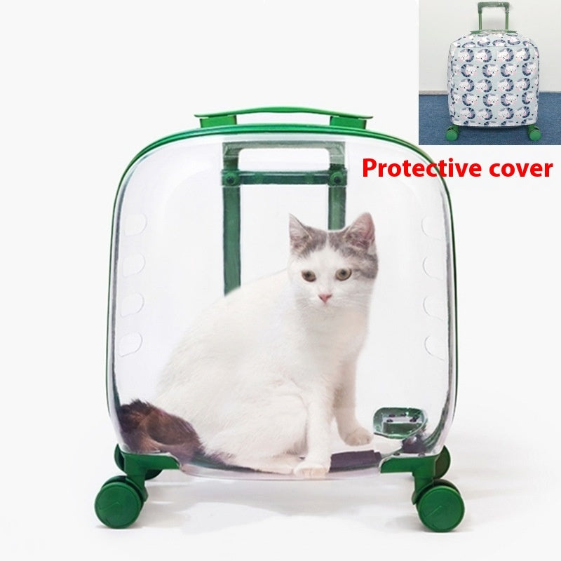 Cat Bag Portable Pet Trolley Bag Space Capsule Transparent Cat Luggage