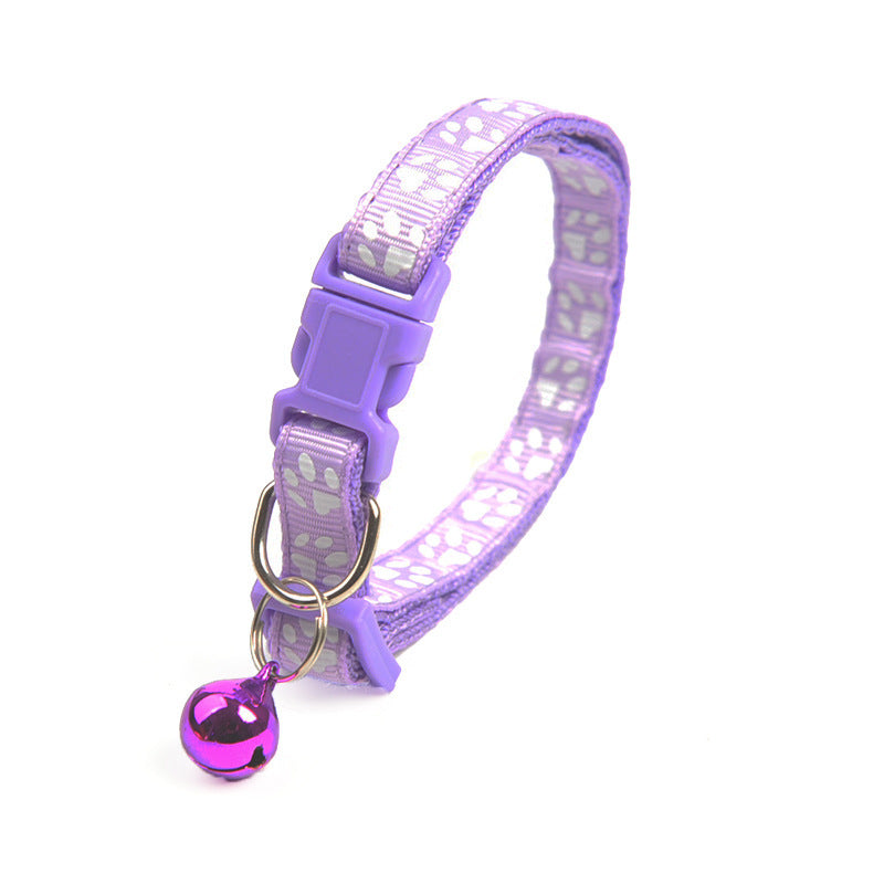 Cute Solid Color Footprints Puppy Bell Collar