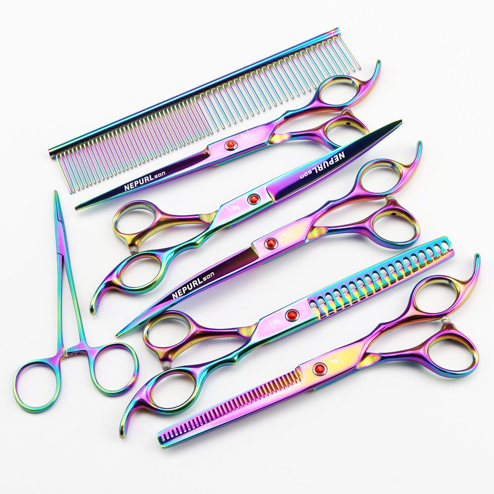 Electroplating Color 5 Pack Pet Grooming Scissors