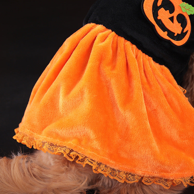 Cross-border New Arrival Pet Costume Halloween Classic Pumpkin Skirt Bichon Teddy Dog Cat Christmas Clothes