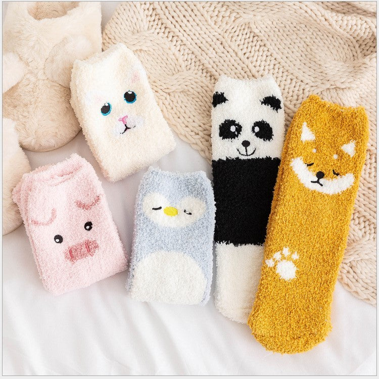 Cute Cartoon Animal Thickened Warm Women&