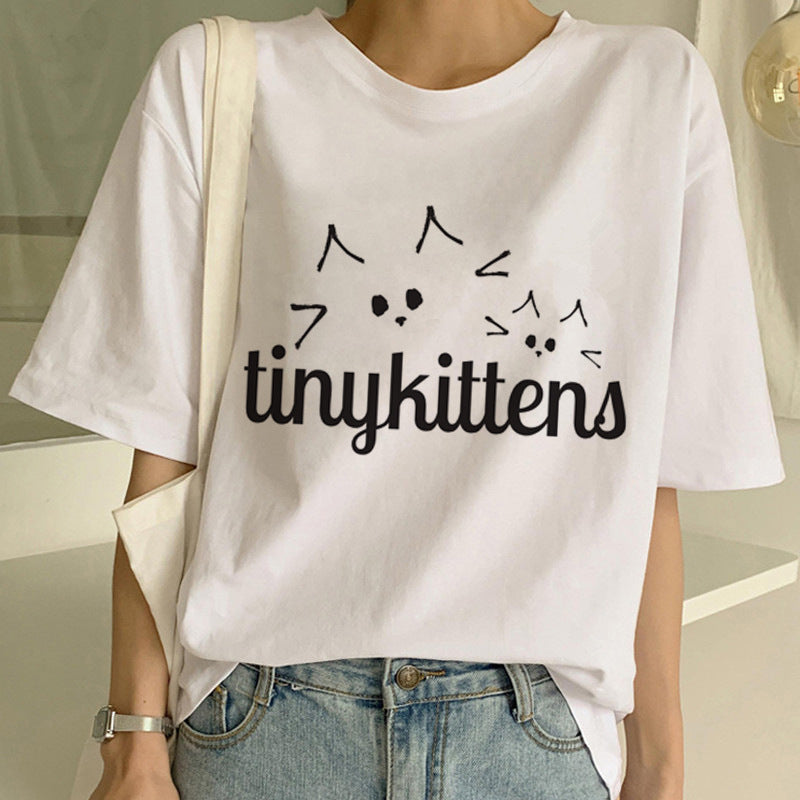 Cat Pocket Print Men And Women Couple Short Sleeve