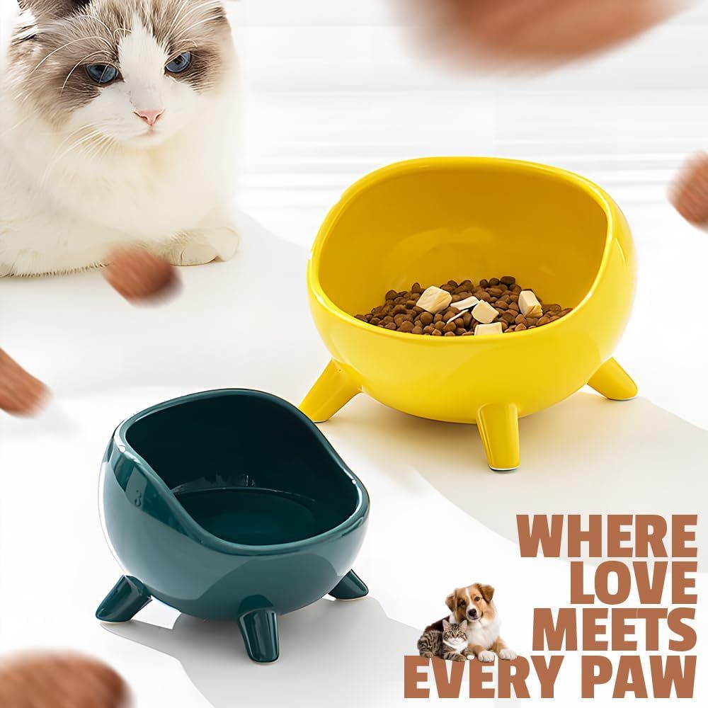 Cat Food Bowl For Cats And Small Dog  Four-Legs Ceramic Cat Food And Water Bowls For Indoor Cute Cat Stability Food Dish