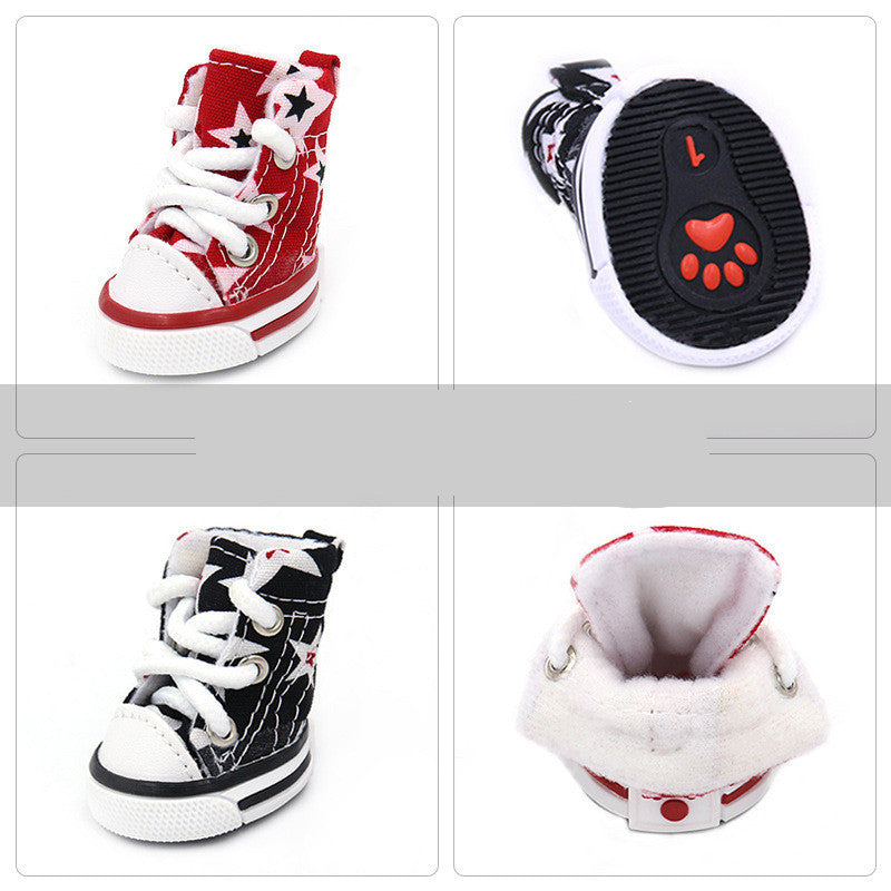 A Pair Of  Soft Small Dog Four Season Canvas Shoes