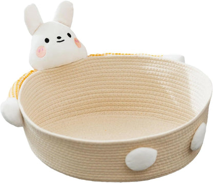 Cotton Rope Cat Bed Cat House Cat Scratcher Cat Scratching Board Woven Basket Cat Nest For Kitten Kitties Rabbits Indoor Cats, Rabbit