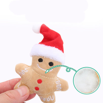 Cat Toy Christmas Hat Gingerbread Man