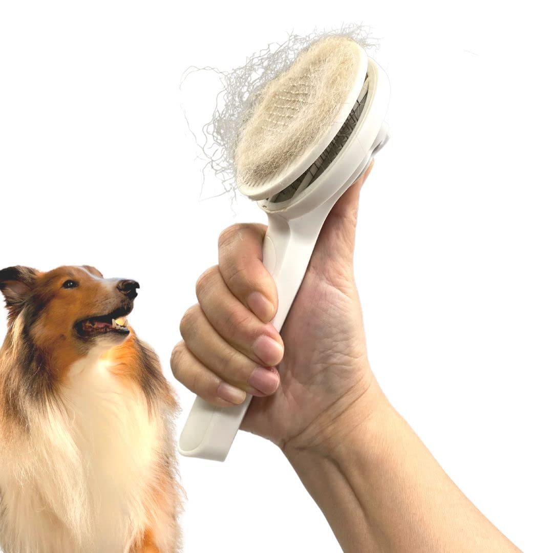 Dog Cat Grooming Brush Self Cleaning Slicker Brushes For Dogs Cats Pet Grooming Brush Tool Gently Removes Loose Undercoat Mats Tangled Hair Slicker Brush For Pet Massage-Self Cleaning