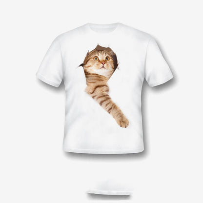 Creative Damaged Cat Print T-shirt