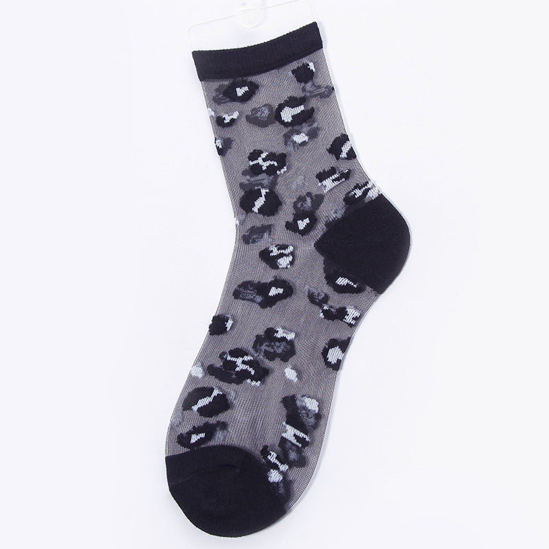 Crystal Socks Breathable Socks Mesh Middle Tube